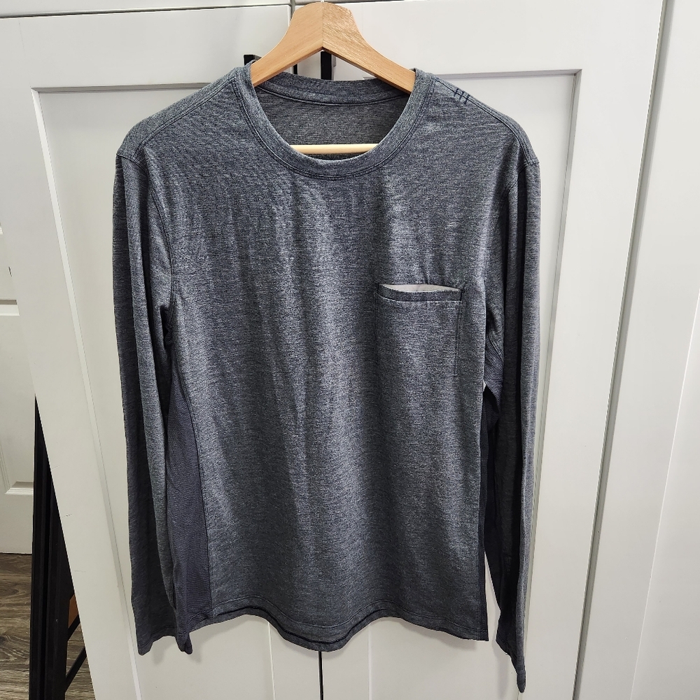 Lululemon Men's Long Sleeve Performance Pocket Shirt Medium Stretch Gray